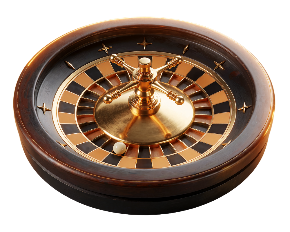 Roulettehjul i guld og gunmetal med en lille elfenbenskugle, der viser live casino hos JB Casino