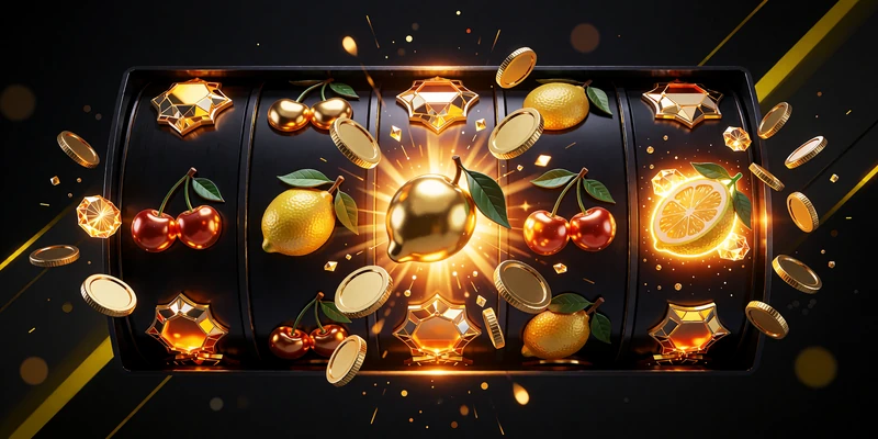 Video slot med fem hjul, gyldne frugtsymboler og m&oslash;nter som illustration af Pragmatic Play-slots